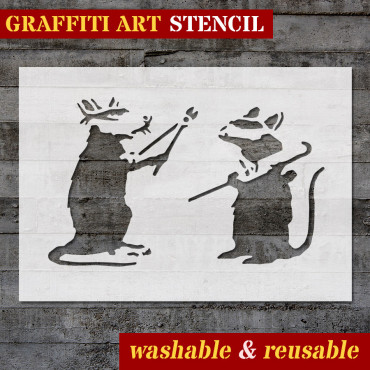 Rat stencil n.21 - Street Art stencil for painting. Mouse graffiti stencil.
