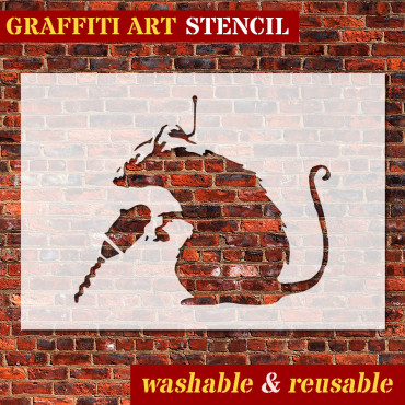 Rat stencil n.14 - Street Art stencil for painting. Mouse graffiti stencil.