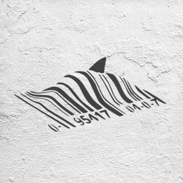 Shark stencil n.1 - Street Art stencil for painting. Barcode graffiti stencil.
