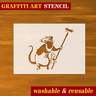 Rat stencil n.13 - Street Art stencil for painting. Mouse graffiti stencil.