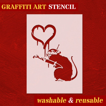 Rat stencil n.11 - Street Art stencil for painting. Mouse graffiti stencil.