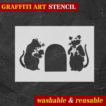 Rat stencil n.10 - Street Art stencil for painting. Mouse graffiti stencil.