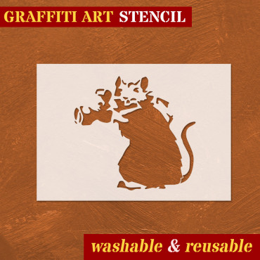 Rat stencil n.6 - Street Art stencil for painting. Graffiti stencil.