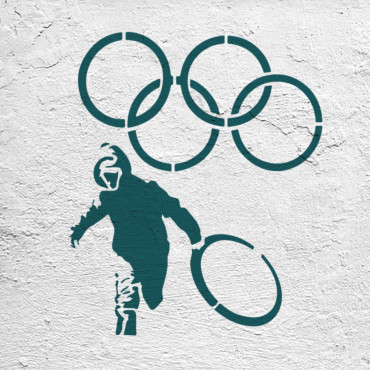 Olympic rings stencil n.1 - Street Art stencil for painting. Riot graffiti stencil.
