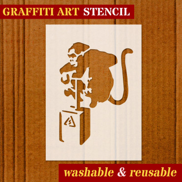 Monkey stencil n.1 - Street Art stencil for painting. Graffiti stencil.