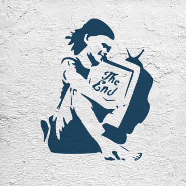 Girl with TV stencil n.1 - Street Art stencil for painting. Graffiti stencil.