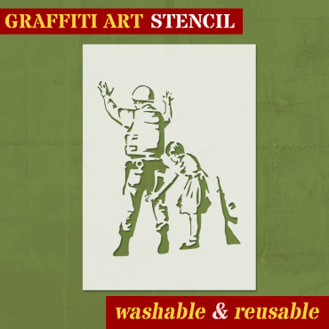Girl and Cop stencil n.1 - Street Art stencil for painting. Graffiti stencil.