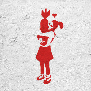 Girl with Bomb stencil n.1 - Street Art stencil for painting. Graffiti stencil.