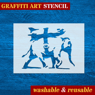 Elephant with rocket stencil n.1 - Street Art stencil for painting. Graffiti stencil.