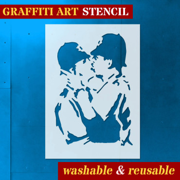 Kissing Cops stencil n.1 - Street Art stencil for painting. Graffiti stencil.