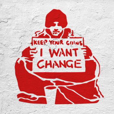 Beggar stencil n.1 - Street Art stencil for painting. Graffiti stencil.