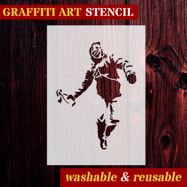 Rioter stencil n.1 - Street Art stencil for painting. Riot graffiti stencil.