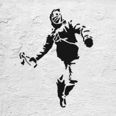 Rioter stencil n.1 - Street Art stencil for painting. Riot graffiti stencil.