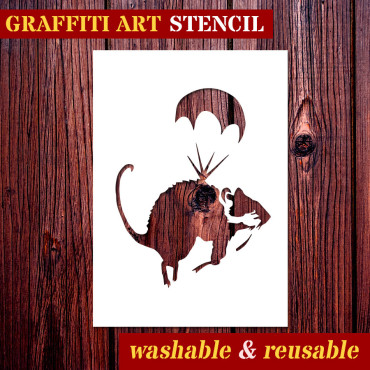 Rat stencil n.2 - Street Art stencil for painting. Mouse graffiti stencil.