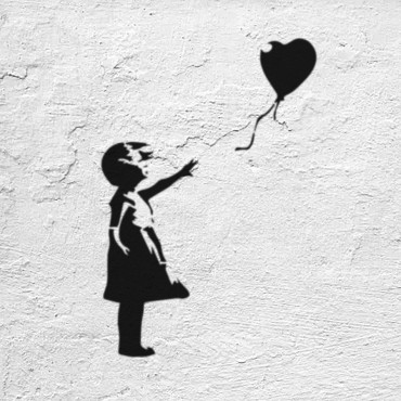 Girl with balloon stencil - Street Art stencil for painting