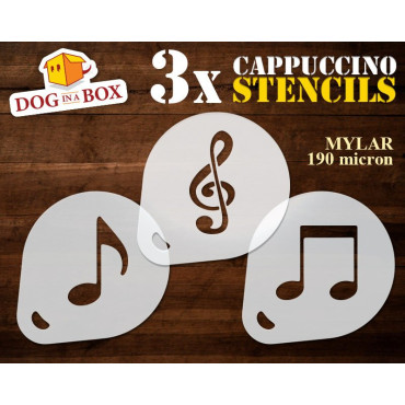 Musical notes stencils (set of 3) Cappuccino and Coffee cocoa powder decor stencil - Face Painting stencils