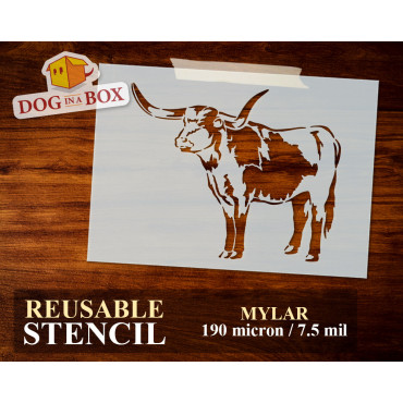 Texas Longhorn stencil n.1 - Reusable stencil for wall painting, wood and fabrics