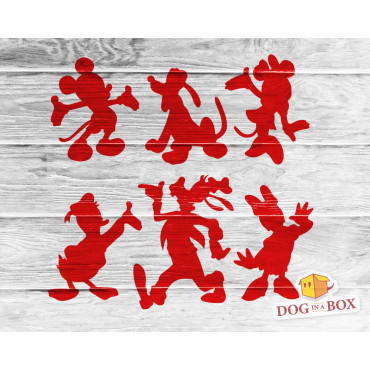Set of 2 stencils with Disney characters: Mickey, Minnie, Pluto, Donald, Daisy, Goofy