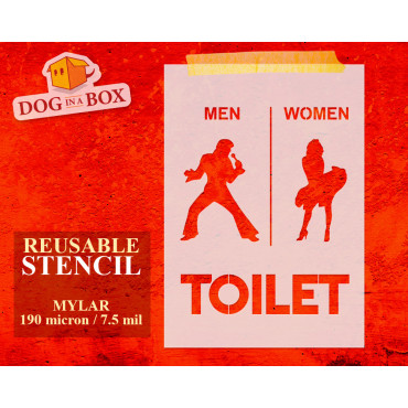 Toilet stencil n.3 - Funny toilet sign stencil. Reusable funny loo stencil for doors and walls