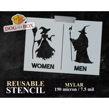 Toilet stencil n.5 - Funny toilet sign stencil. Reusable funny loo stencil for doors and walls