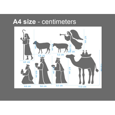 Nativity stencil Set n.2 - Reusable Christmas stencil for churches, wood signs, wall decor