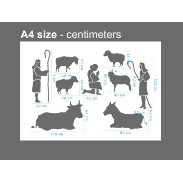 Krippenschablone Set Nr. 3 - Wiederverwendbare Weihnachtsschablone für Kirchen, Holzschilder, Wanddekoration