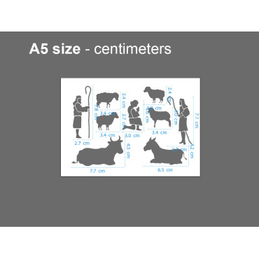 Stencil Natività Set n. 3 - Stencil presepe riutilizzabile per chiese, insegne in legno, decorazioni murali