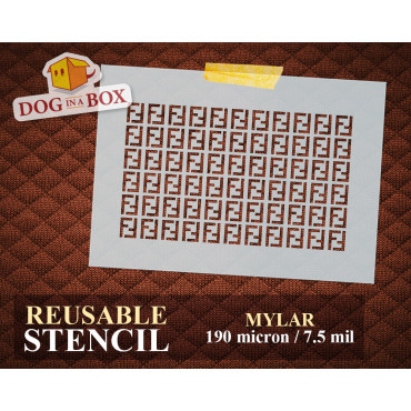 Stencil trama fantasia Fendi n.1 - Stencil marchio di moda per pittura su tessuti, pareti, plastica