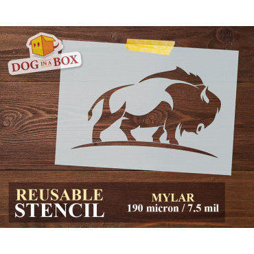 Bison stencil n.1 - Reusable American buffalo stencil. Cowboy and country stencils for painting