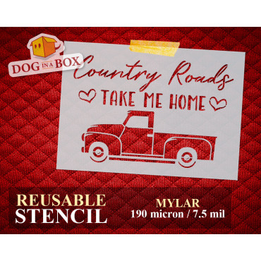 Country Roads stencil n.1 - Country stencil for all the surfaces. Vintage van stencil for painting