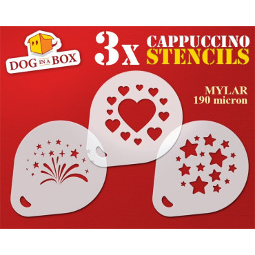 Hearts and Stars stencils (set of 3) Cappuccino and Coffee cocoa powder decor stencil - Face Painting stencils