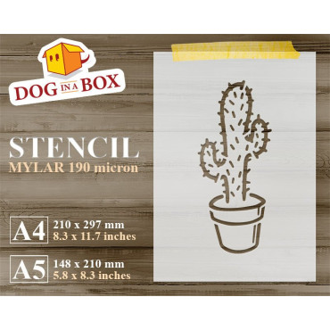 Cactus stencil n.1- Reusable succulent plant stencil for wood signs, wall decor and fabric