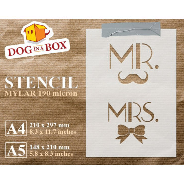 Mr. & Mrs. stencil - Wedding stencil to paint on walls, wood and fabrics. Reusable DIY stencil